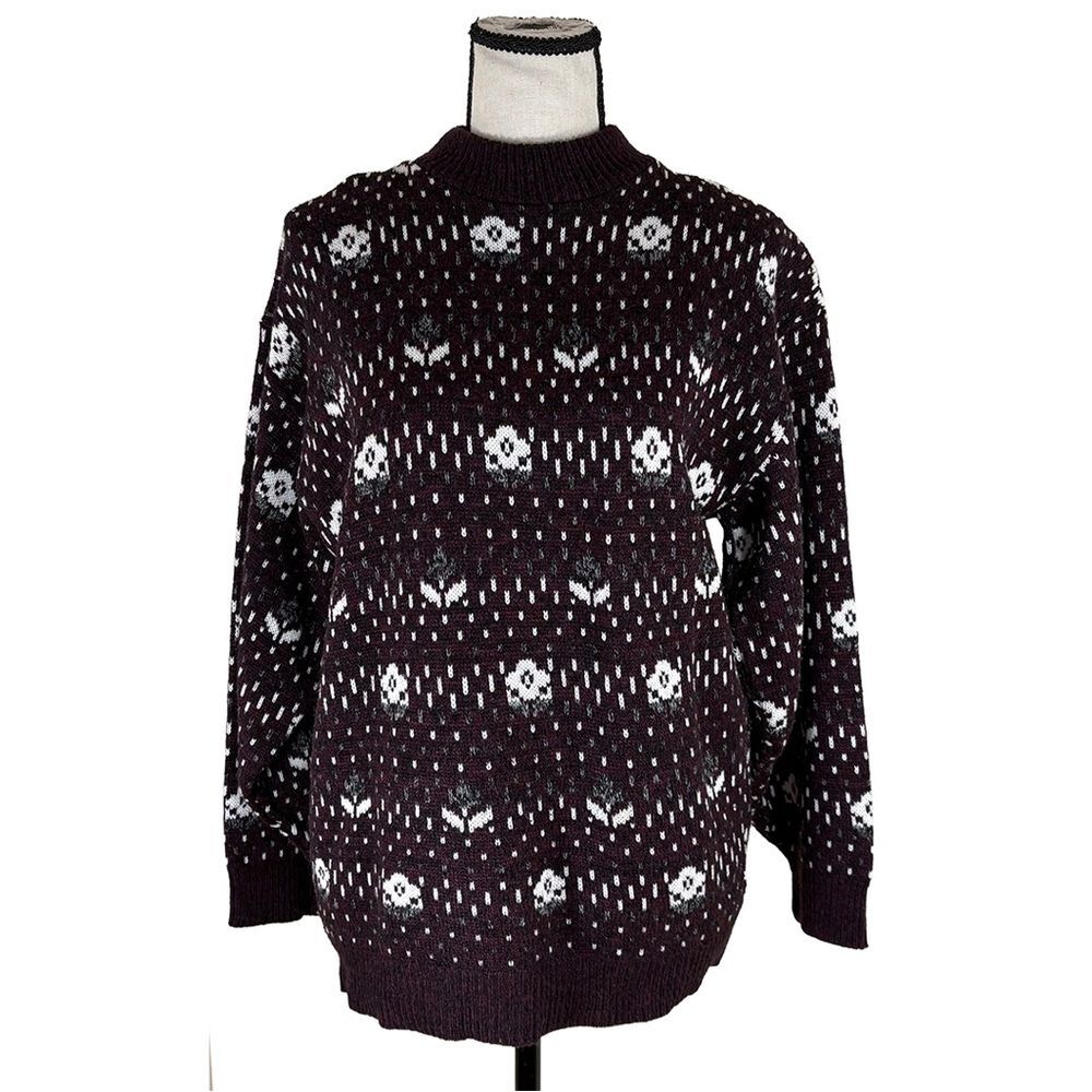 Haband for Her Vintage Sweater | 80s Made in USA Floral Knit